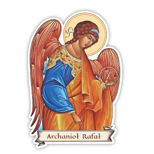 Religious sticker with Archangel Raphael - Healing and protection