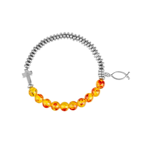 Ambra Rosary Bracelet with Ichthys Fish