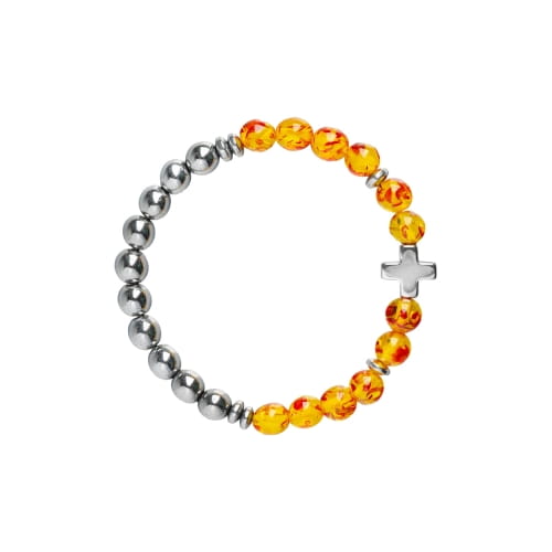 Ambra Rosenkranz-Armband mit Kreuz