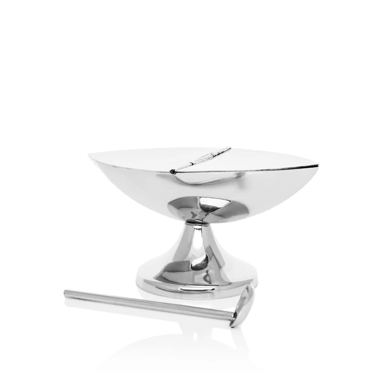 Nickel-Plated Brass Incense Boat with Spoon