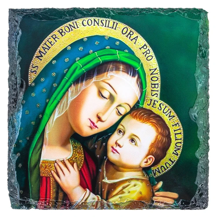 Obrazek Religijny: Matka Boska Dobrej Rady na Granitowej Płytce