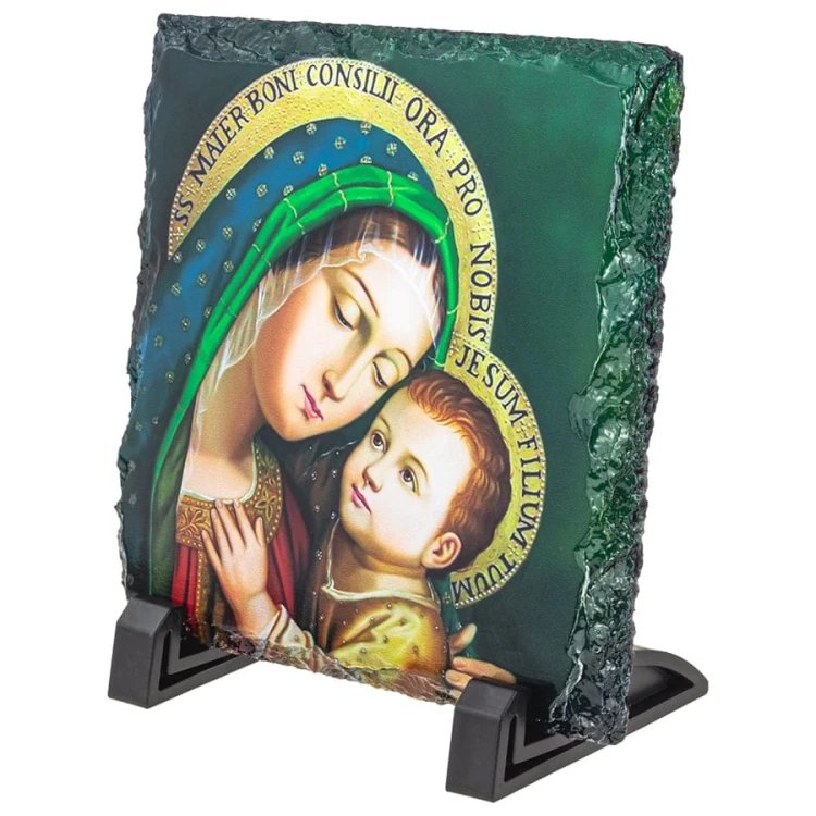 Obrazek Religijny: Matka Boska Dobrej Rady na Granitowej Płytce