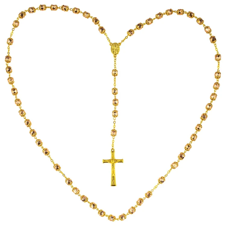 Różaniec kryształowy na złotym łańcuszku