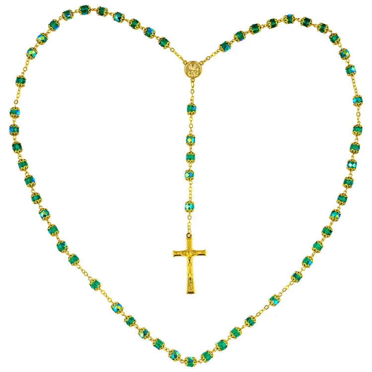 Różaniec kryształowy na złotym łańcuszku