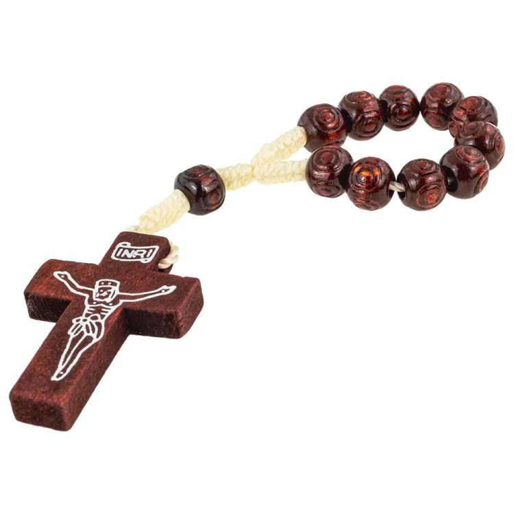 Wooden Decade Rosary on String - Elegance in Devotion