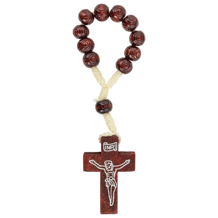 Wooden Decade Rosary on String - Elegance in Devotion