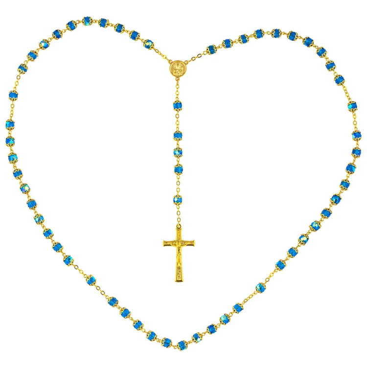 Różaniec kryształowy na złotym łańcuszku