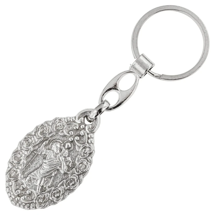 Dwustronny brelok z Matką Boską Częstochowską i św. Krzysztofem