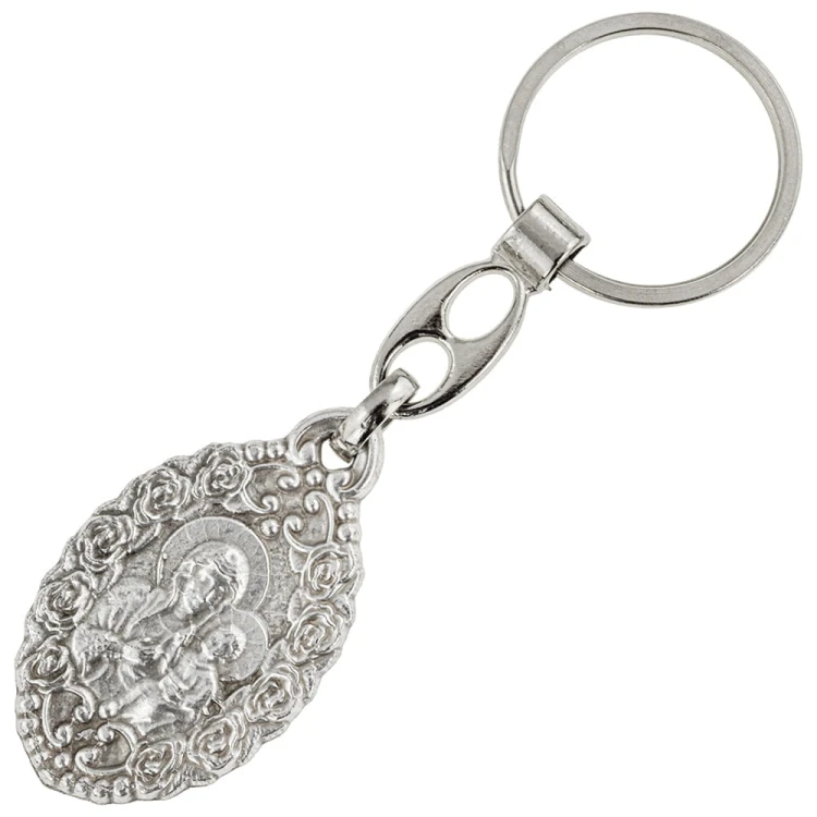 Dwustronny brelok z Matką Boską Częstochowską i św. Krzysztofem