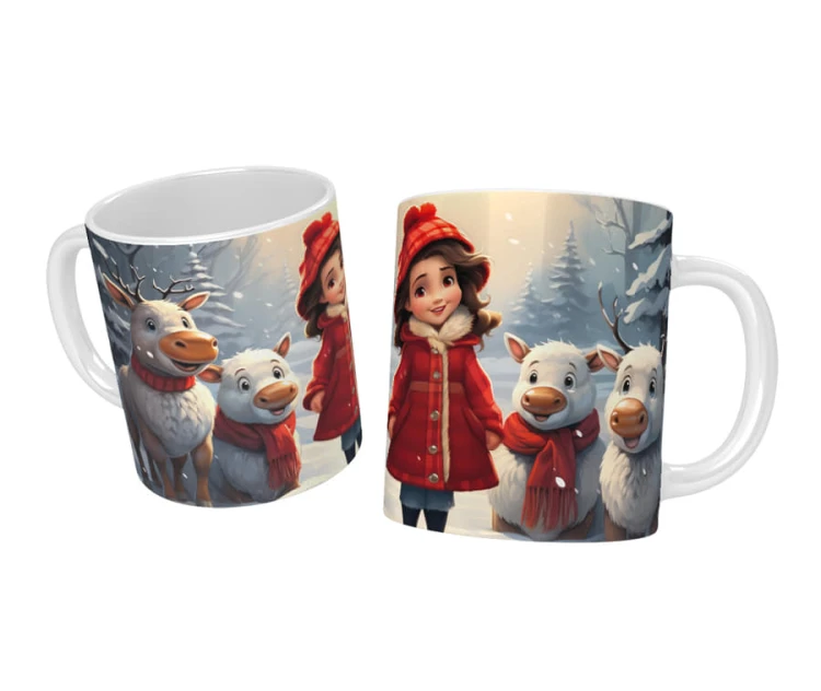 Kubek Zimowy z Uroczymi Reniferami - Dla Dziewczynki