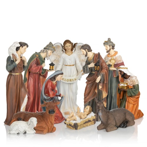 Unique Christmas Crib - Hand Painted, Set of 11 Figures