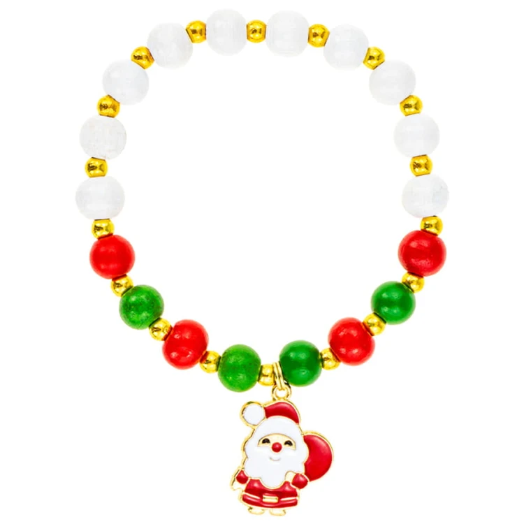 Buntes Weihnachtsarmband mit Weihnachtsmann-Anhänger