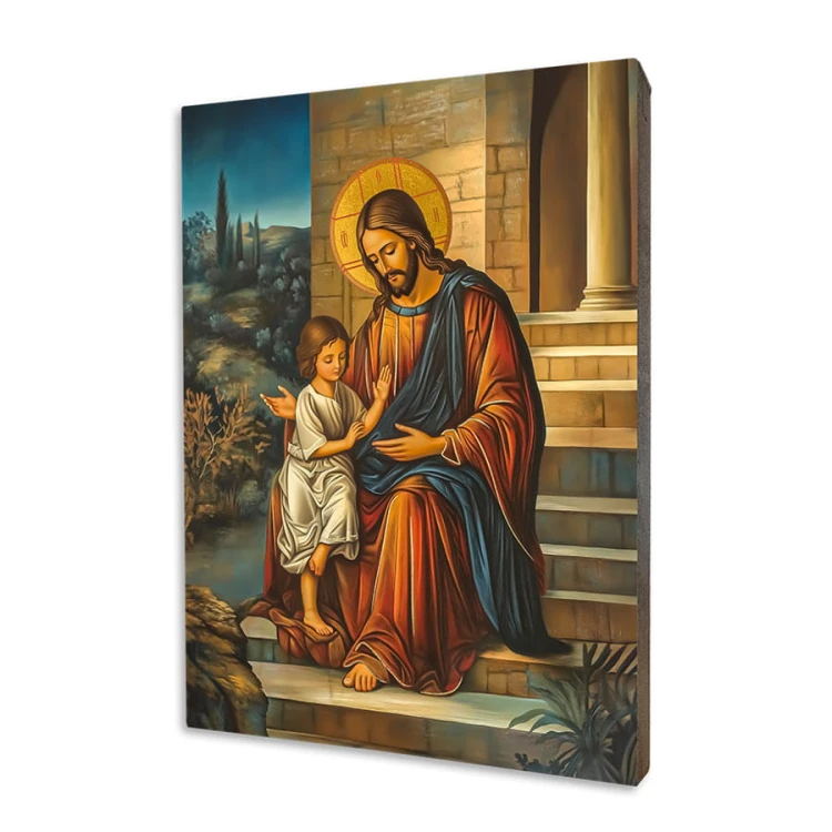 Ikona Jezus z Dziewczynką - Doskonały Prezent dla Dziecka