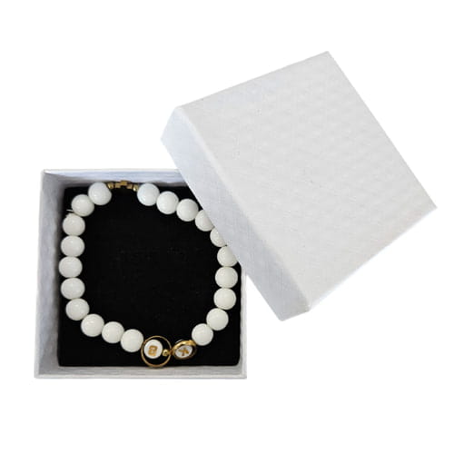 White Agate Wedding Bracelet with Initials – A Unique Gift for the Newlyweds