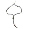 Rosary Bracelet with Silver Beads and Metal Heart Charms