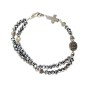 Rosary Bracelet with Silver Beads and Metal Heart Charms