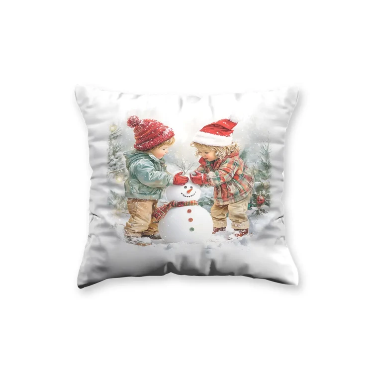 Christmas Children's Pillow with a Winter Play Theme