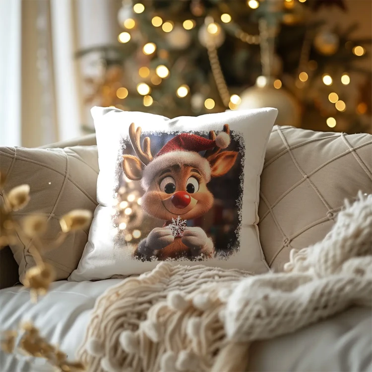 Weihnachtskissen für Kinder mit Rudolf dem Rentier
