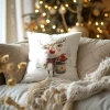 Weihnachtliches Kinderkissen mit fröhlichem Rudolf und Geschenken