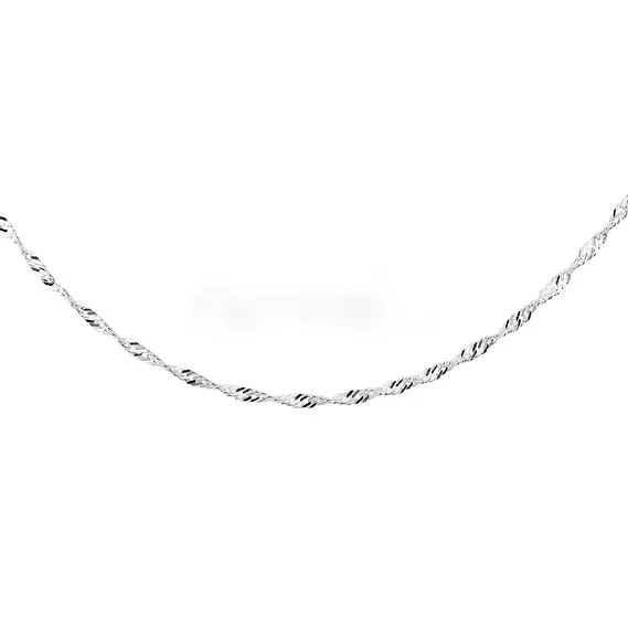 Rhodium-Plated Silver Singapore Chain 925