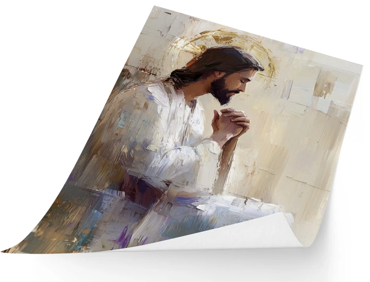Jezus w modlitwie – obraz impresjonistyczny – plakat religijny