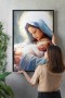 Muttergottes mit Kind – religiöses Poster, Pastellgrafik