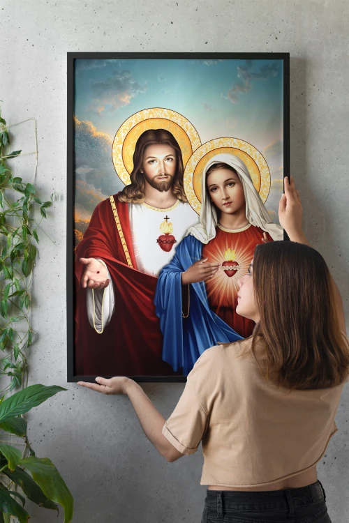 Poster: Heiligstes Herz Jesu & Unbeflecktes Herz Mariä