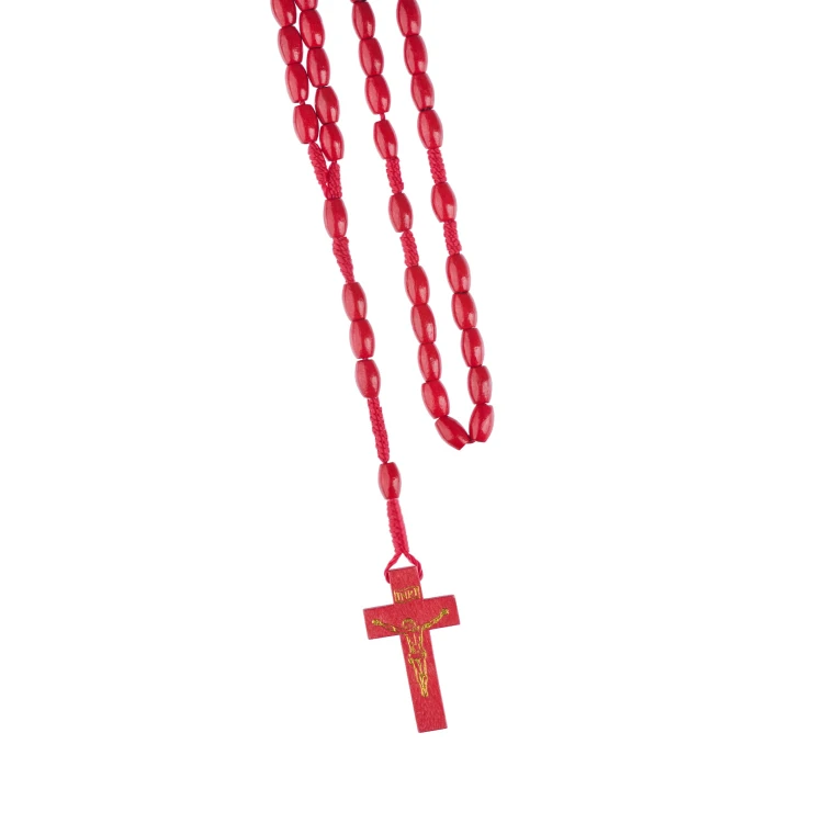 Drewniany różaniec na sznurku