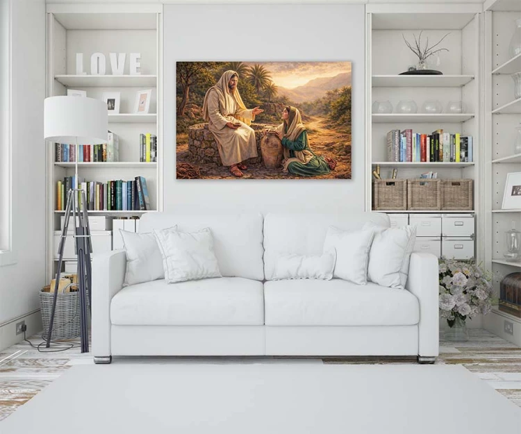 Jesus und die Samariterin Leinwandbild
