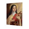Obraz świętej Teresy z Lisieux w habicie karmelitańskim, trzymającej krzyż i czerwone róże