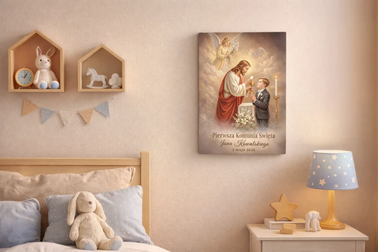 Pamiątka Komunii dla chłopca obraz na desce