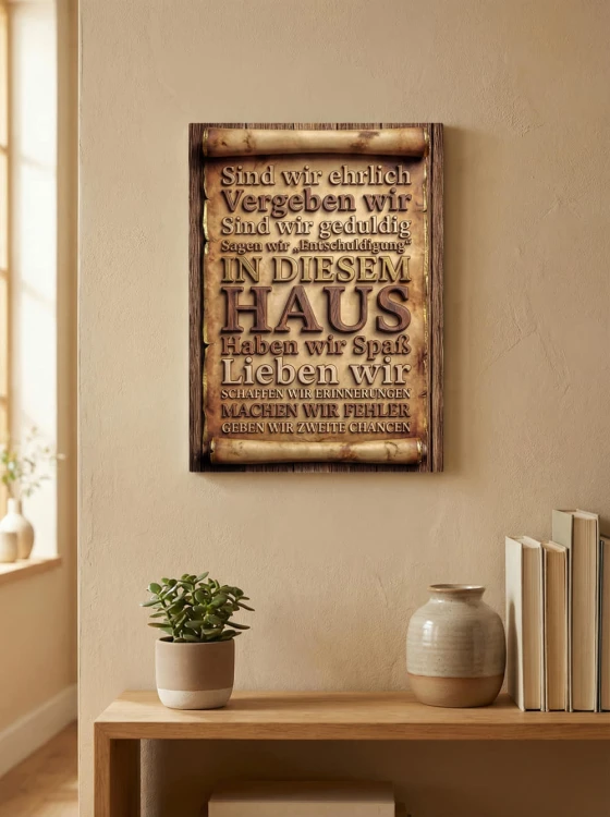 IN DIESEM HAUS – Holzbild mit Familiensprüchen