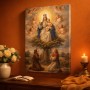 Religious canvas print of Our Lady of Gietrzwałd appearing on a maple tree to two visionaries, classic academic style, gallery wrap.
