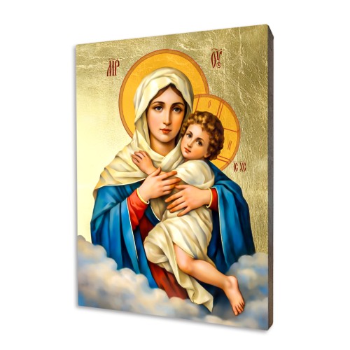 Ikona Matki Bożej Trzykroć Przedziwnej, wizerunek szensztacki na złoconej desce lipowej, wysoka jakość druku bezpośredniego.