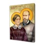 Religious icon of Saints Louis and Zélie Martin, UV direct print on a gold-leafed linden wood panel.