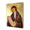 Ikona św. Hildegardy z Bingen z pastorałem, piórem i zapisem muzycznym na złoconej desce lipowej