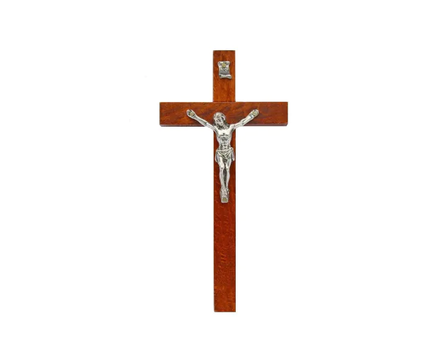 Drewniany krzyż z wizerunkiem Jezusa Chrystusa ukrzyżowanego 16 cm