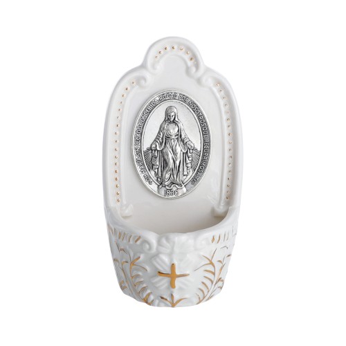 Kropielniczka domowa ceramiczna z Matką Bożą Niepokalaną, 14 cm