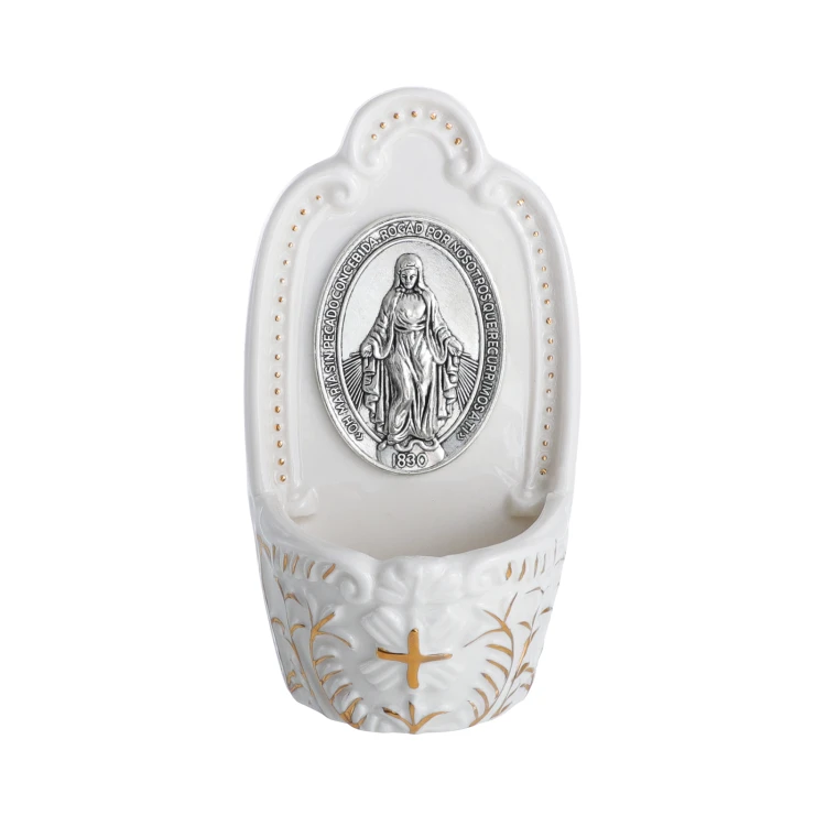 Kropielniczka domowa ceramiczna z Matką Bożą Niepokalaną, 14 cm