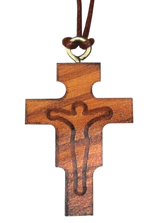 Drewniany krzyżyk z grawerowanym Chrystusem