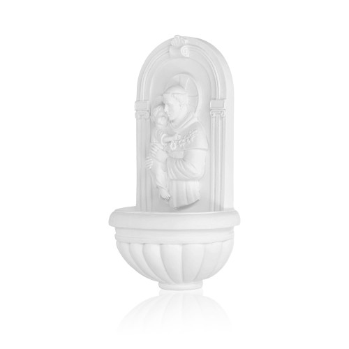 Saint Anthony and Child Jesus holy water font, side view