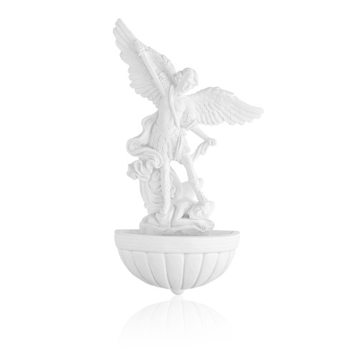 Biała kropielniczka domowa ze świętym Michałem Archaniołem, 25 cm