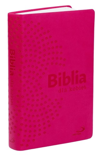 Biblia dla kobiet w malinowej oprawie z kwiatowym tłoczeniem i paginatorami