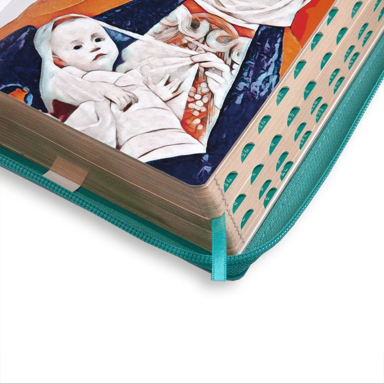 Biblia dla kobiet - suwak, paginator, złocone brzegi kartek, turkusowa