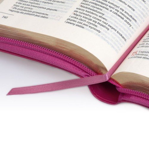 Wnętrze Biblii dla kobiet – złocone brzegi i tasiemka zakładki