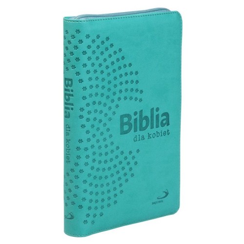 Biblia dla kobiet turkusowa z suwakiem – okładka i złocone brzegi