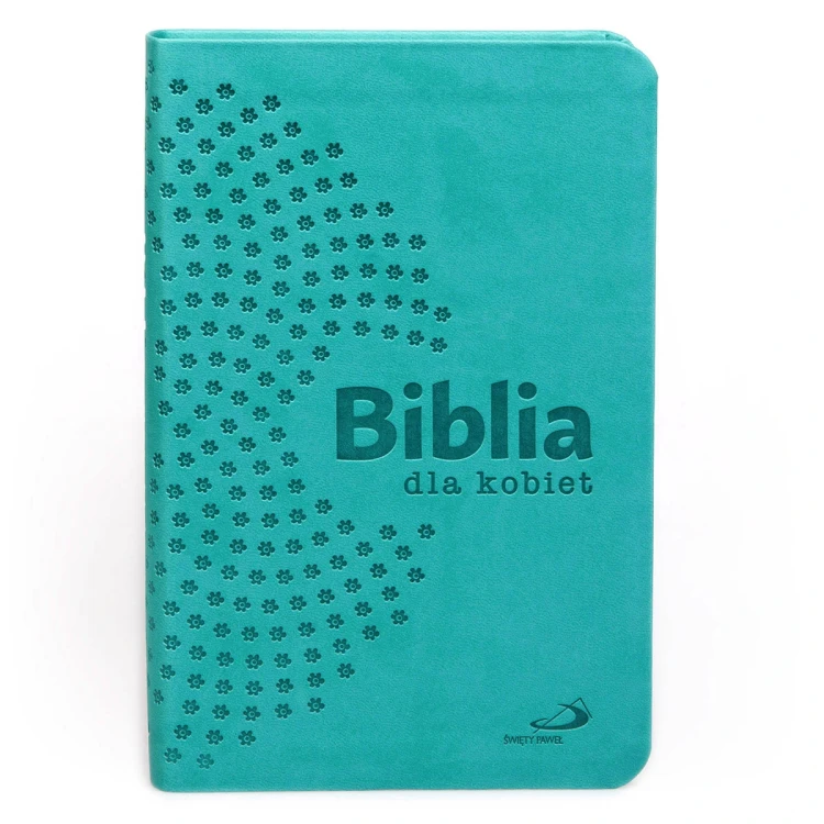 Turkusowa okładka Biblii dla kobiet – widok z przodu