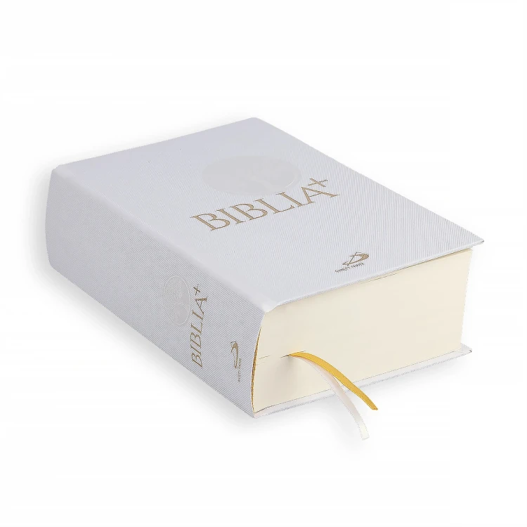 Biała Biblia Plus z paginacją – widok zamkniętej książki