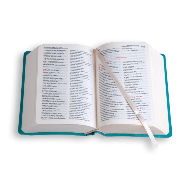 Otwarta Biblia Tabor – dwukolorowy tekst i tasiemka zakładki
