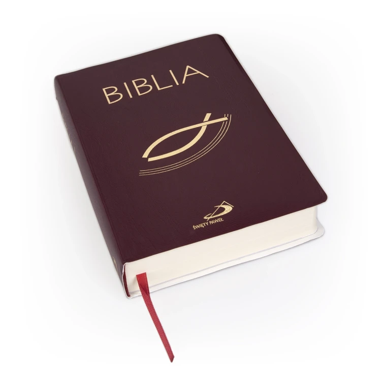 Bordowa Biblia z rybką – zamknięta książka i tasiemka